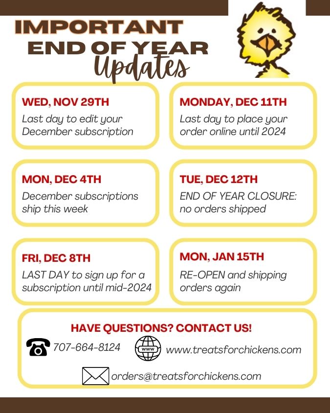Important End of Year Updates + Subscription Info