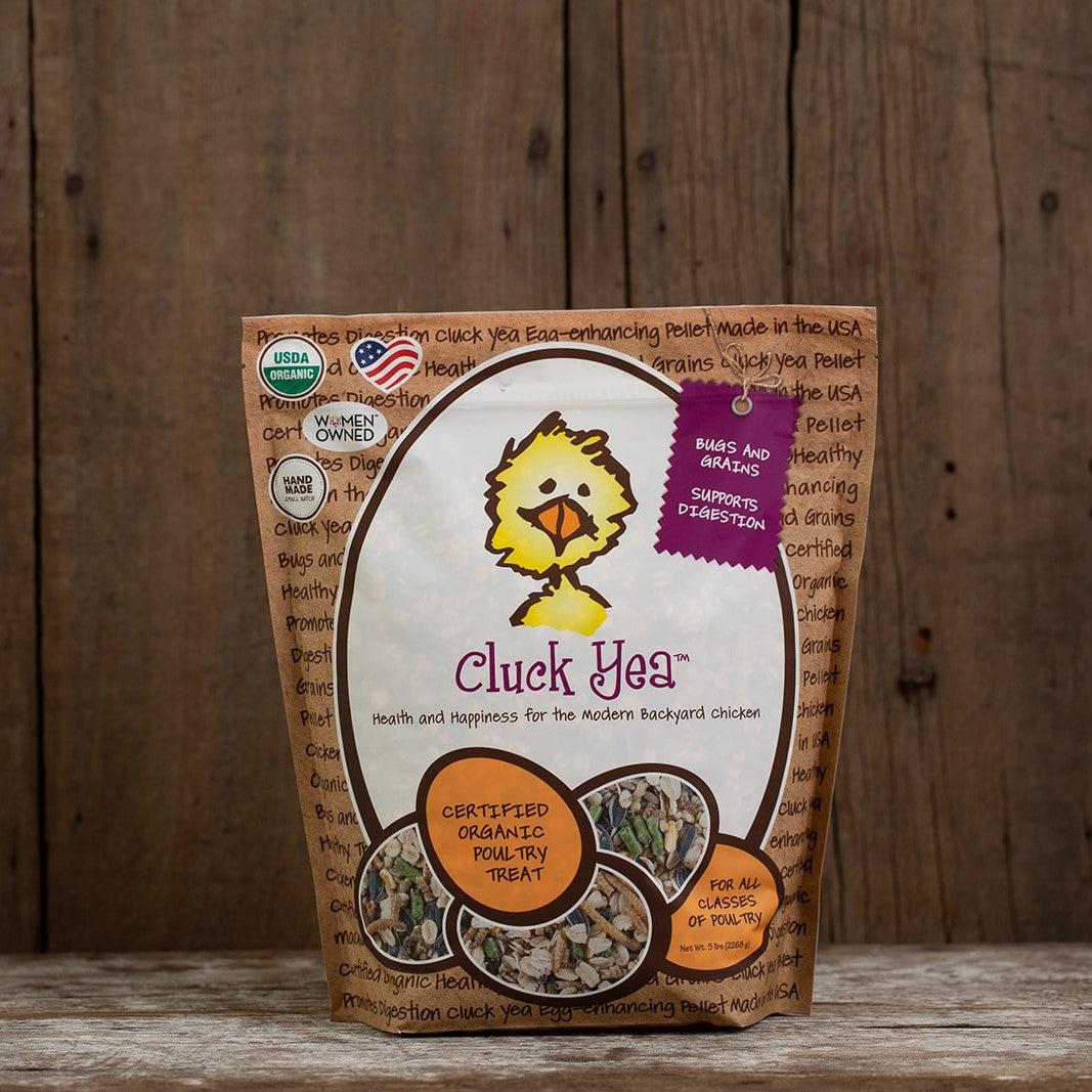 
                  
                    Cluck Yea. Organic Treats for Chickens treats, supplements, herbal nesting box blend, + poultry care. Backyard Chicken Parents flock to Treats for Chickens to treat their pet chickens + poultry. Est 2009 by Dawn in Sonoma County, California, USA. TFC.
                  
                